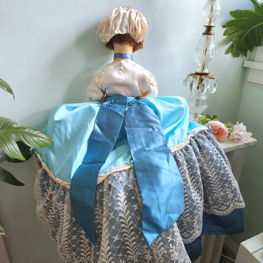 Antique French Boudoir Doll Large Composition Face‎ Art Deco Hollywood Regency - Picture 10 of 12